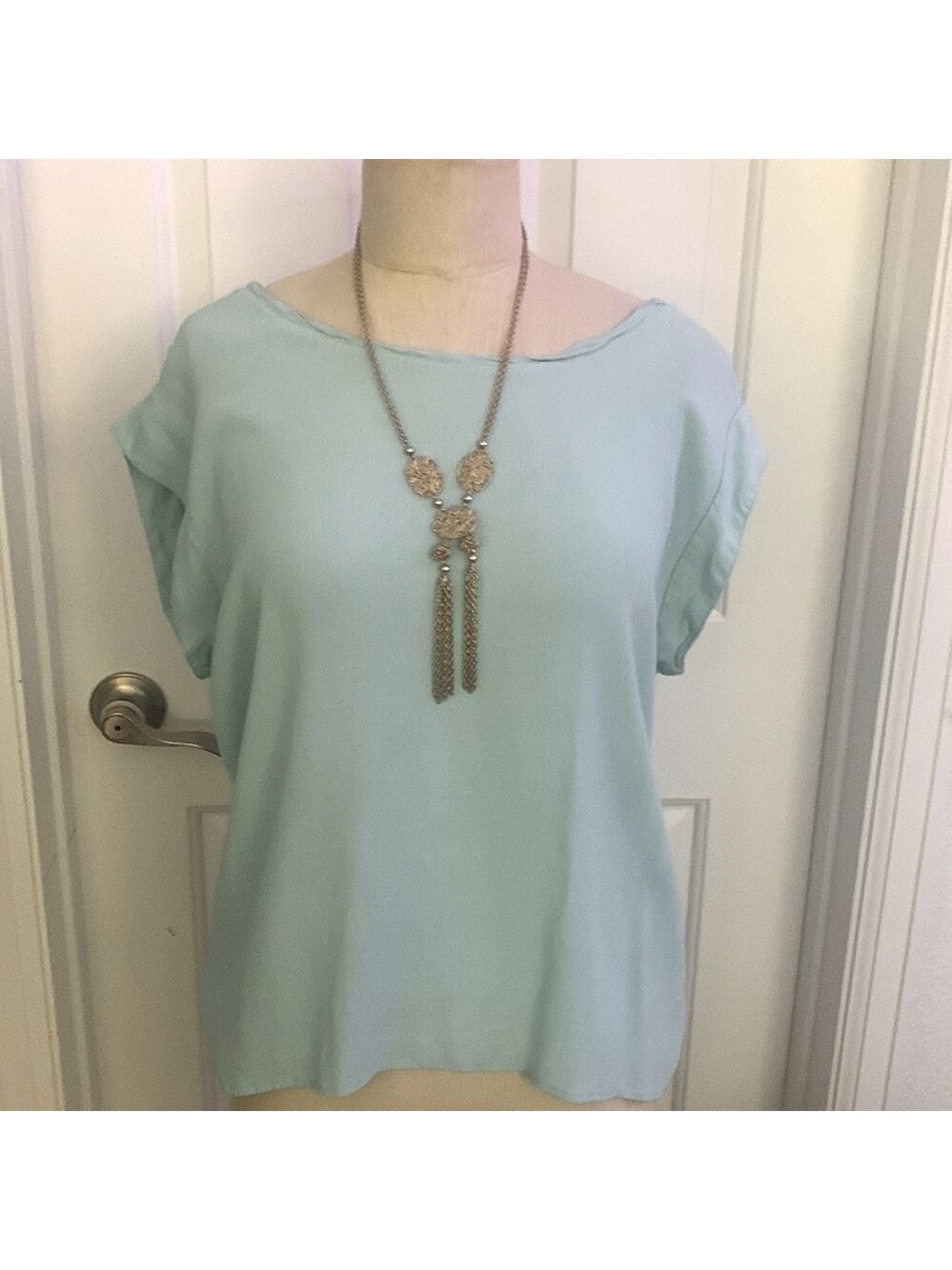 Mango XL Sea-foam green blouse